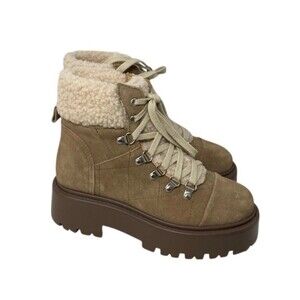 Steve Madden Suede Boot 6M Women's Size Reyen Tan Leather Ankle NEW